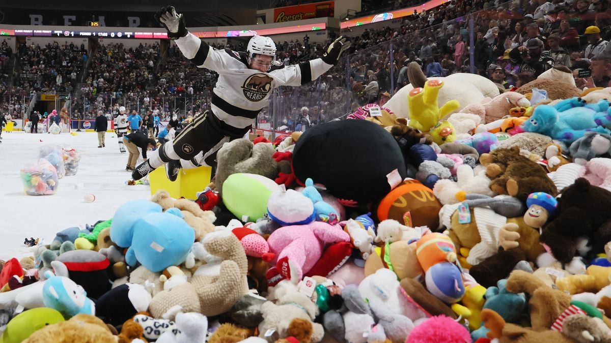 První gól domácích a na ledě přistálo přes 80 000 plyšáků